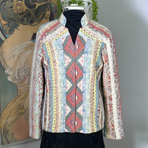 Jackets & Blazers - Women’s Hand Made Quilted Button Down Floral Print Jacket